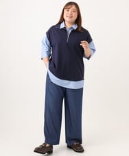 OLKJD02099 eur3(エウルキューブ) 【WEB先行販売】【大きいサイズ】シャツレイヤードトップス ネイビー