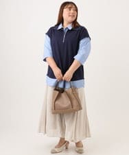 OLKJD02099 eur3(エウルキューブ) 【WEB先行販売】【大きいサイズ】シャツレイヤードトップス ネイビー