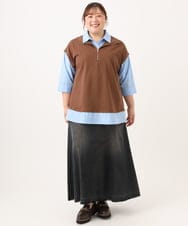 OLKJD02099 eur3(エウルキューブ) 【WEB先行販売】【大きいサイズ】シャツレイヤードトップス ダークブラウン