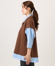 OLKJD02099 eur3(エウルキューブ) 【WEB先行販売】【大きいサイズ】シャツレイヤードトップス ダークブラウン