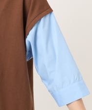 OLKJD02099 eur3(エウルキューブ) 【WEB先行販売】【大きいサイズ】シャツレイヤードトップス ダークブラウン
