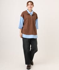 OLKJD02099 eur3(エウルキューブ) 【WEB先行販売】【大きいサイズ】シャツレイヤードトップス ダークブラウン