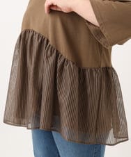 OLKJD04089 eur3(エウルキューブ) 【大きいサイズ/LAVEANGE×eur3】チュール切り替えジャージートップス モカ