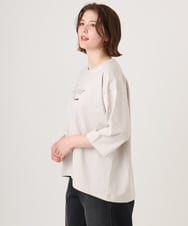 OLKJD05069 eur3(エウルキューブ) 【WEB先行販売】【大きいサイズ】ドロップショルダーロゴTシャツ グレージュ