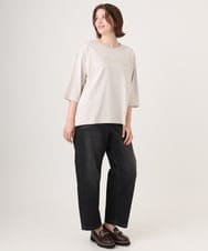 OLKJD05069 eur3(エウルキューブ) 【WEB先行販売】【大きいサイズ】ドロップショルダーロゴTシャツ グレージュ