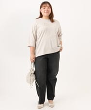 OLKJD05069 eur3(エウルキューブ) 【WEB先行販売】【大きいサイズ】ドロップショルダーロゴTシャツ グレージュ