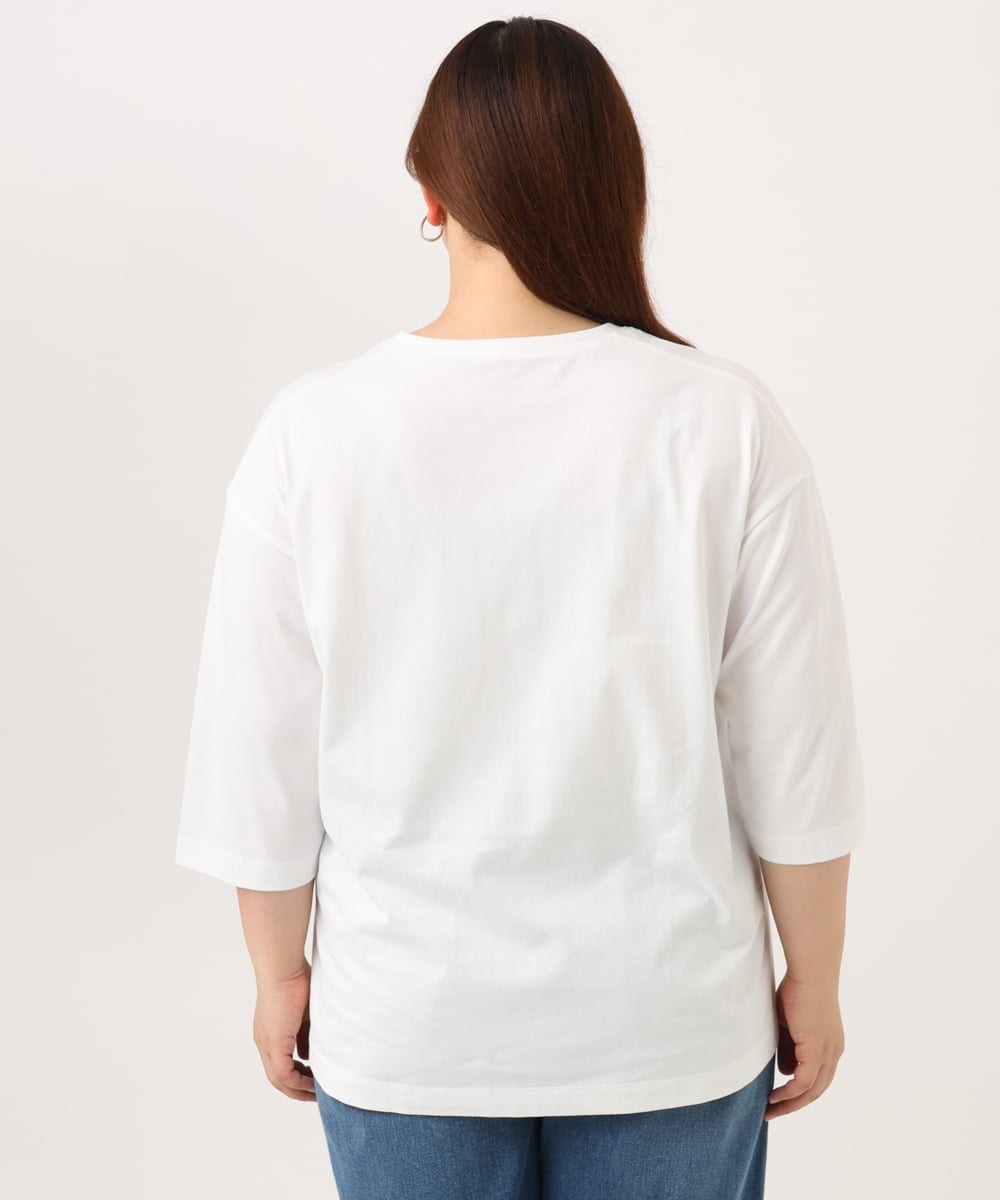 OLKJD05069 eur3(エウルキューブ) 【WEB先行販売】【大きいサイズ】ドロップショルダーロゴTシャツ ホワイト