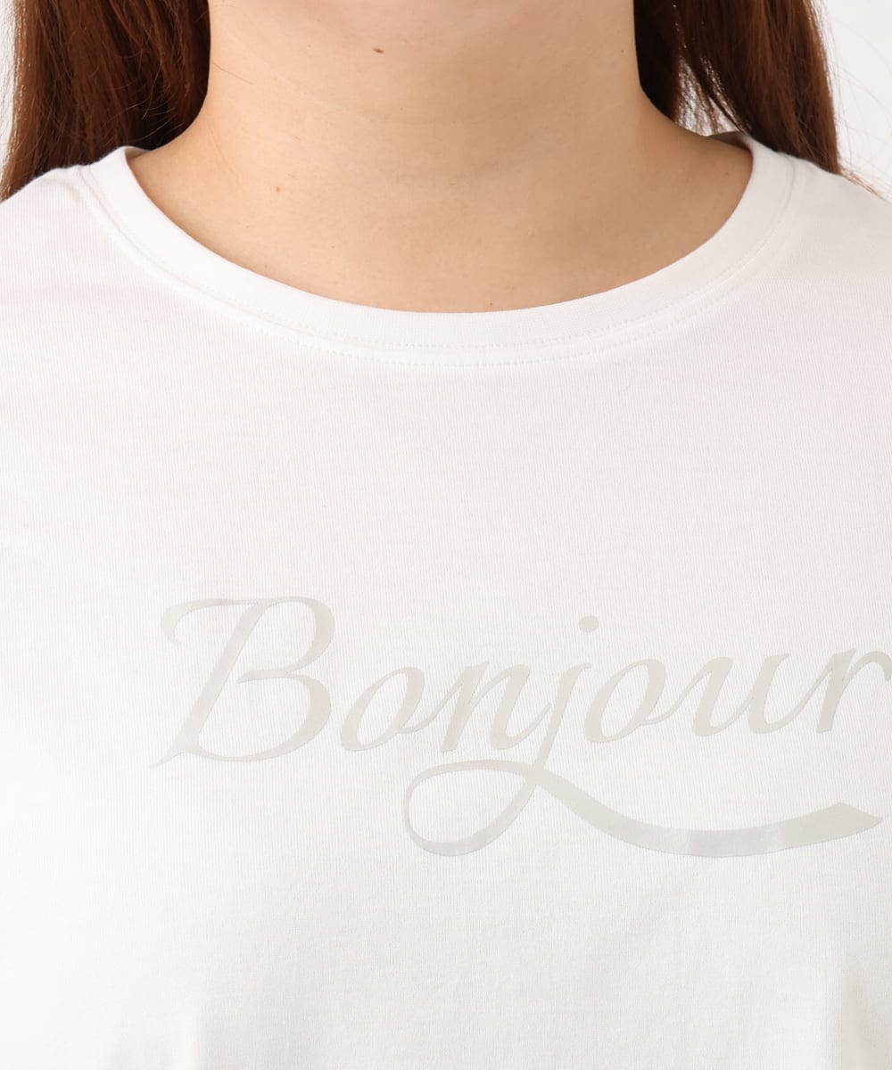 OLKJD05069 eur3(エウルキューブ) 【WEB先行販売】【大きいサイズ】ドロップショルダーロゴTシャツ ホワイト