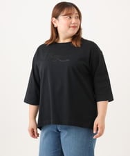 OLKJD05069 eur3(エウルキューブ) 【WEB先行販売】【大きいサイズ】ドロップショルダーロゴTシャツ ブラック
