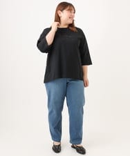 OLKJD05069 eur3(エウルキューブ) 【WEB先行販売】【大きいサイズ】ドロップショルダーロゴTシャツ ブラック
