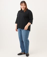 OLKJD05069 eur3(エウルキューブ) 【WEB先行販売】【大きいサイズ】ドロップショルダーロゴTシャツ ブラック