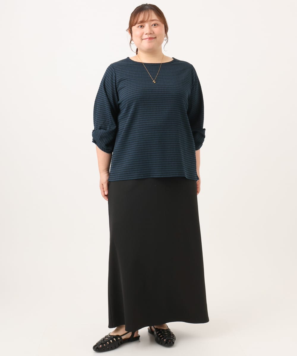 OLKJD12059 eur3(エウルキューブ) 【大きいサイズ】カーブヘムカットソー グリーン