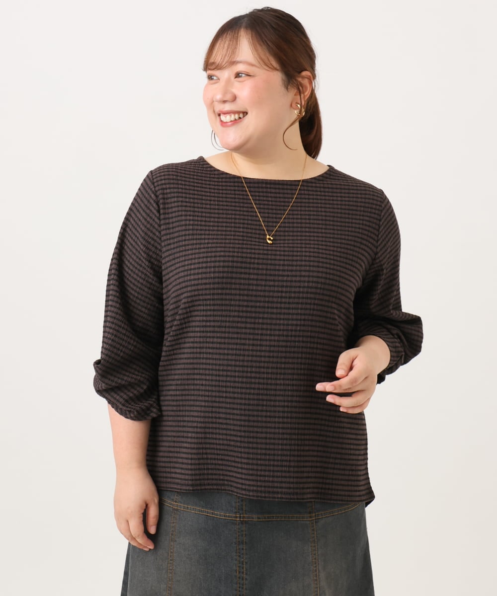 OLKJD12059 eur3(エウルキューブ) 【大きいサイズ】カーブヘムカットソー ダークブラウン