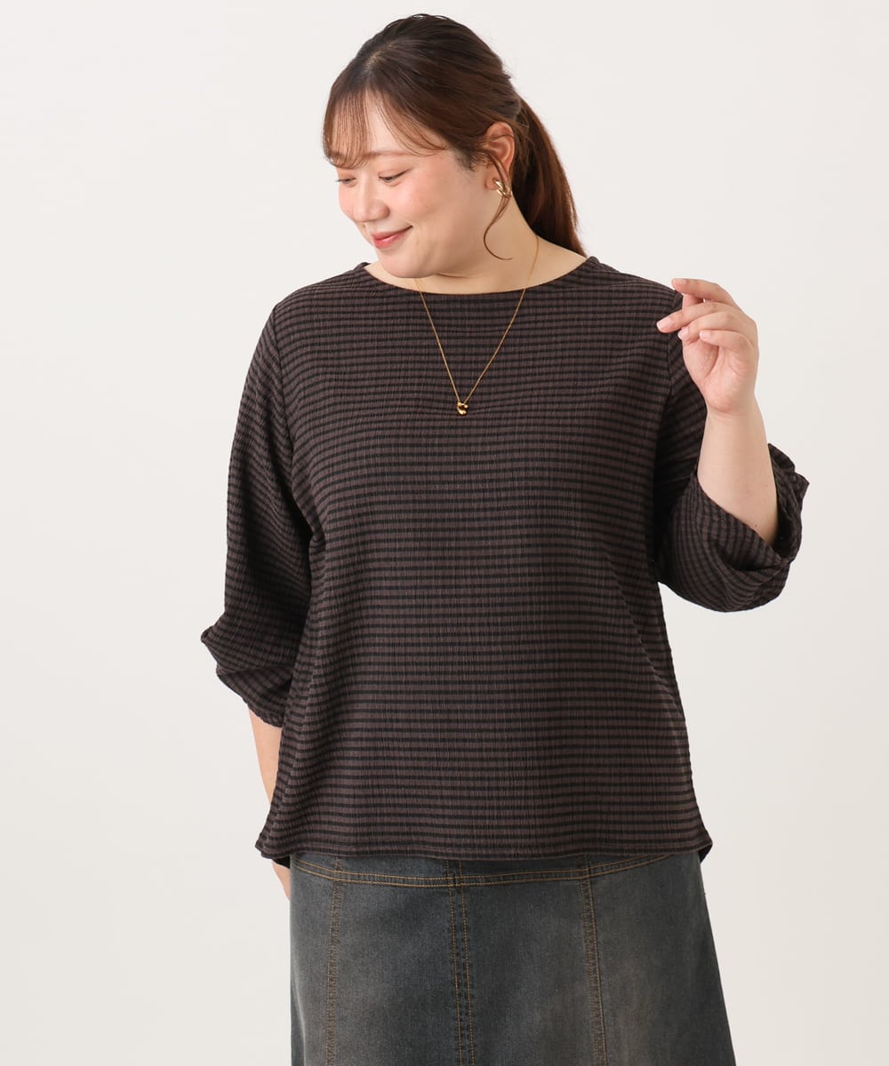 OLKJD12059 eur3(エウルキューブ) 【大きいサイズ】カーブヘムカットソー ダークブラウン