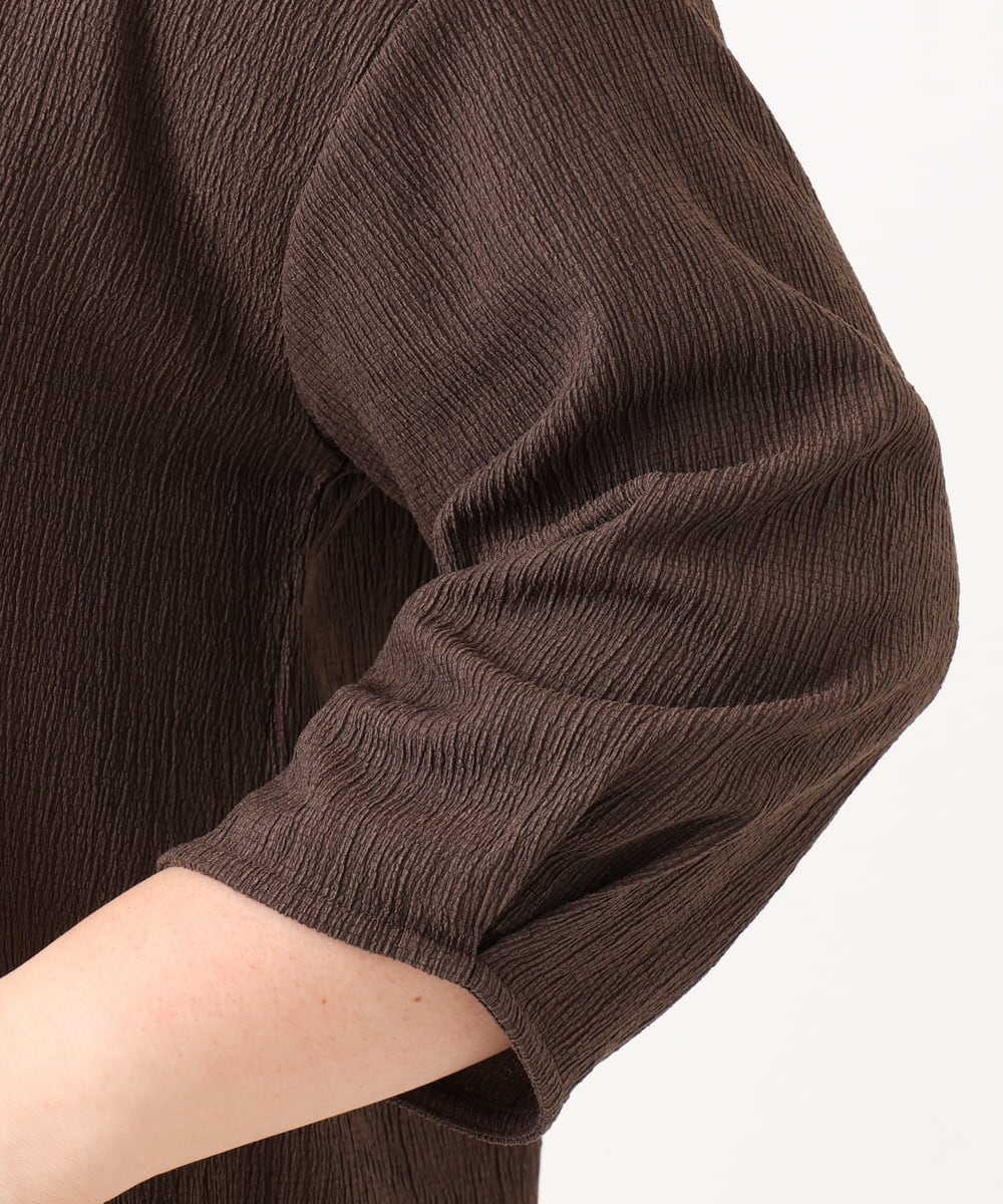 OLKJD13069 eur3(エウルキューブ) 【大きいサイズ】レイヤード風裾レーストップス ダークブラウン