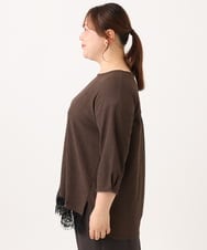 OLKJD13069 eur3(エウルキューブ) 【大きいサイズ】レイヤード風裾レーストップス ダークブラウン