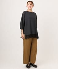 OLKJD13069 eur3(エウルキューブ) 【大きいサイズ】レイヤード風裾レーストップス ダークグレー