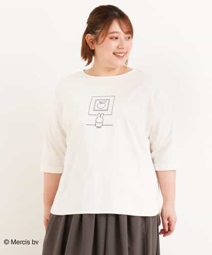 OLKJM01050 eur3 【miffy×eur3】【大きいサイズ】ミッフィープリントラウンドヘムTシャツ