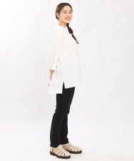 OLKJS01069 eur3(エウルキューブ) 【雑誌掲載】【大きいサイズ】8分袖コットンロゴTシャツ ホワイト(90)