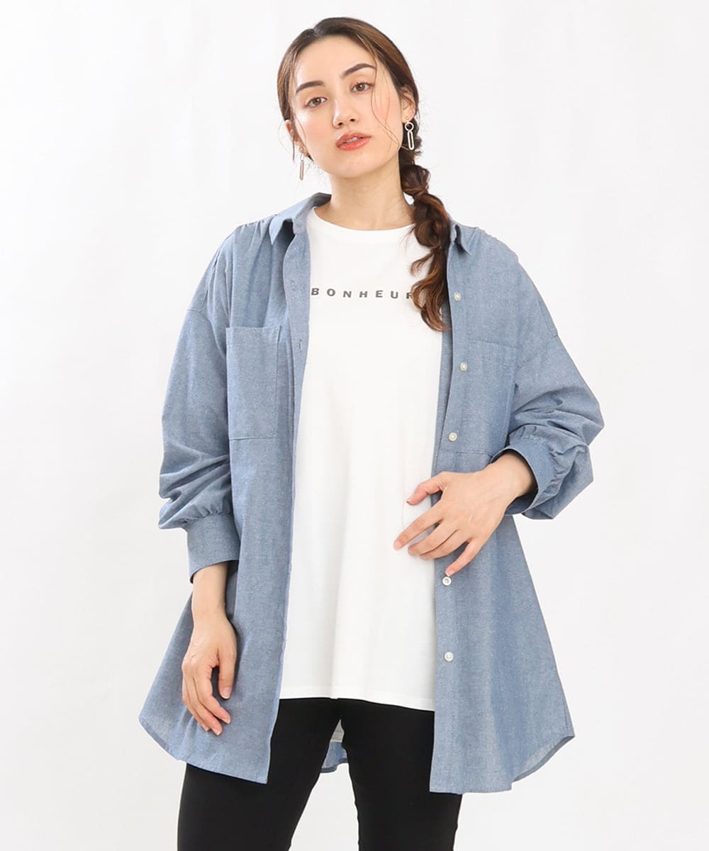 OLKJS01069 eur3(エウルキューブ) 【雑誌掲載】【大きいサイズ】8分袖コットンロゴTシャツ ホワイト(90)