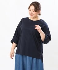 OLKJS02079 eur3(エウルキューブ) 【大きいサイズ/接触冷感】ねじり袖コットントップス ネイビー(57)