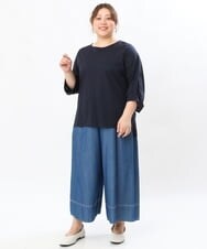 OLKJS02079 eur3(エウルキューブ) 【大きいサイズ/接触冷感】ねじり袖コットントップス ネイビー(57)