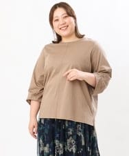 OLKJS02079 eur3(エウルキューブ) 【大きいサイズ/接触冷感】ねじり袖コットントップス モカ(84)