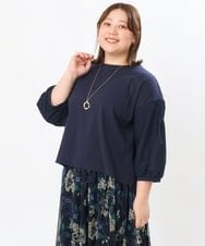 OLKJS04079 eur3(エウルキューブ) 【大きいサイズ】ゆるスリーブカットソー ネイビー(57)(WEB限定カラー)