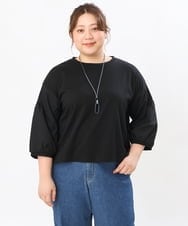 OLKJS04079 eur3(エウルキューブ) 【大きいサイズ】ゆるスリーブカットソー ブラック(94)