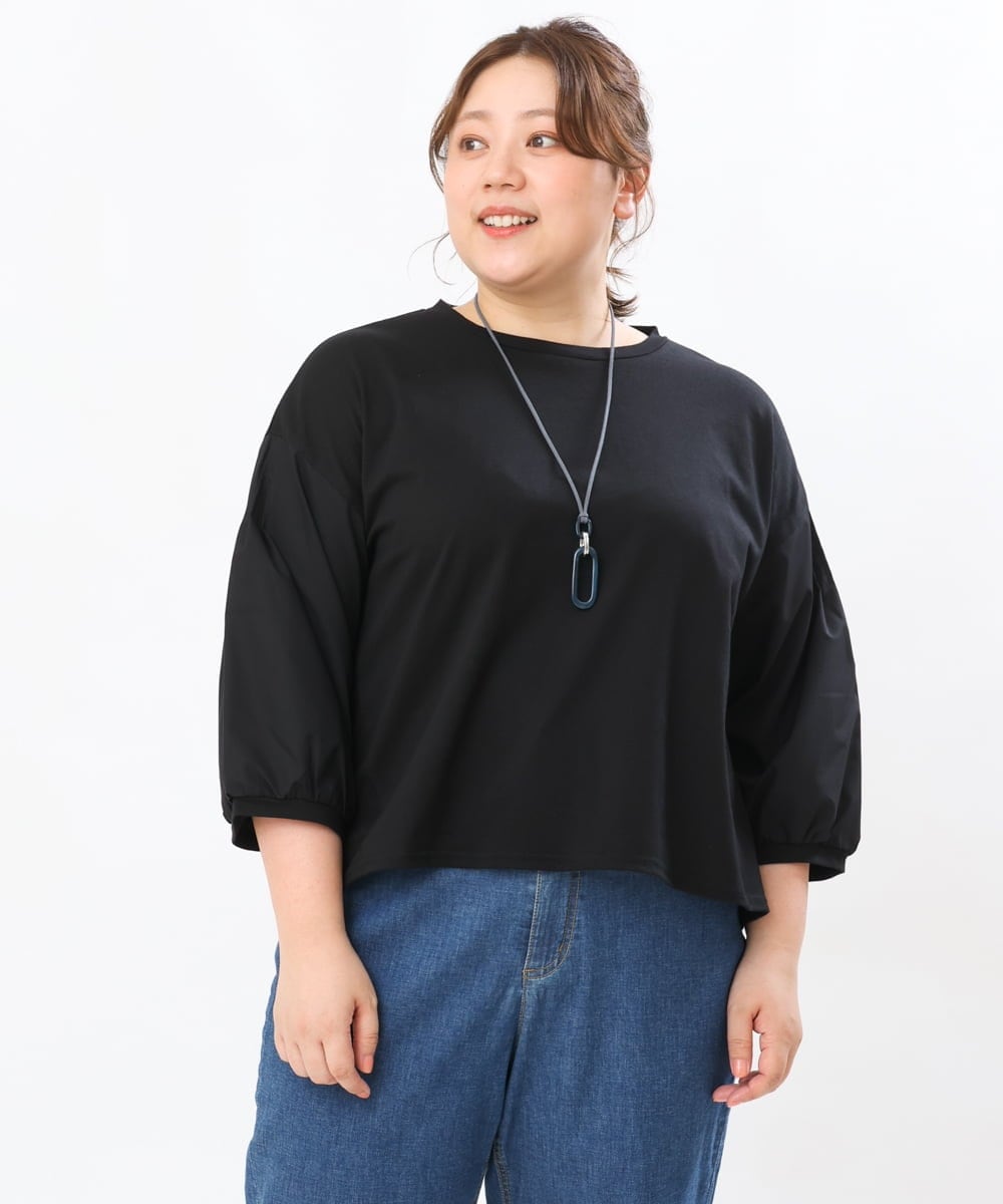 OLKJS04079 eur3(エウルキューブ) 【大きいサイズ】ゆるスリーブカットソー ブラック(94)