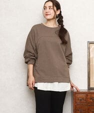 OLKKA01069 eur3(エウルキューブ) 【WEB先行販売】【大きいサイズ】ダンボールスウェットプルオーバー モカ(84)