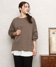 OLKKA01069 eur3(エウルキューブ) 【WEB先行販売】【大きいサイズ】ダンボールスウェットプルオーバー モカ(84)