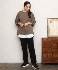 OLKKA01069 eur3(エウルキューブ) 【WEB先行販売】【大きいサイズ】ダンボールスウェットプルオーバー モカ(84)