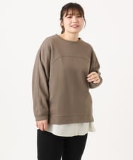 OLKKA01069 eur3(エウルキューブ) 【WEB先行販売】【大きいサイズ】ダンボールスウェットプルオーバー モカ(84)