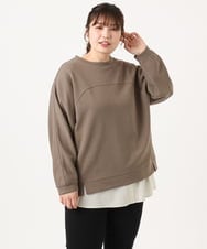 OLKKA01069 eur3(エウルキューブ) 【WEB先行販売】【大きいサイズ】ダンボールスウェットプルオーバー モカ(84)