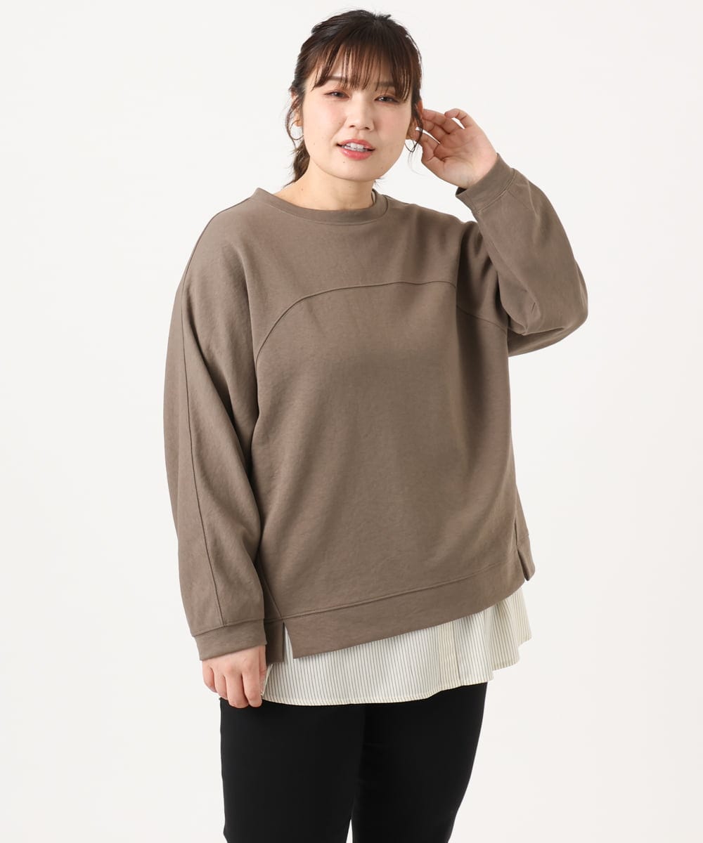 OLKKA01069 eur3(エウルキューブ) 【WEB先行販売】【大きいサイズ】ダンボールスウェットプルオーバー モカ(84)