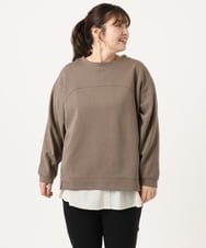 OLKKA01069 eur3(エウルキューブ) 【WEB先行販売】【大きいサイズ】ダンボールスウェットプルオーバー モカ(84)