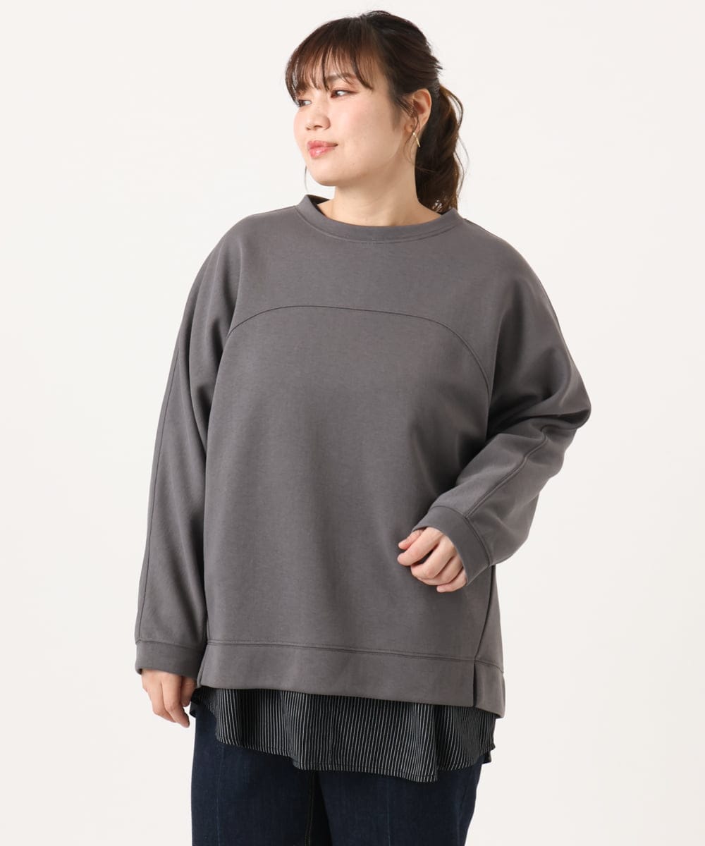 OLKKA01069 eur3(エウルキューブ) 【WEB先行販売】【大きいサイズ】ダンボールスウェットプルオーバー ダークグレー(93)