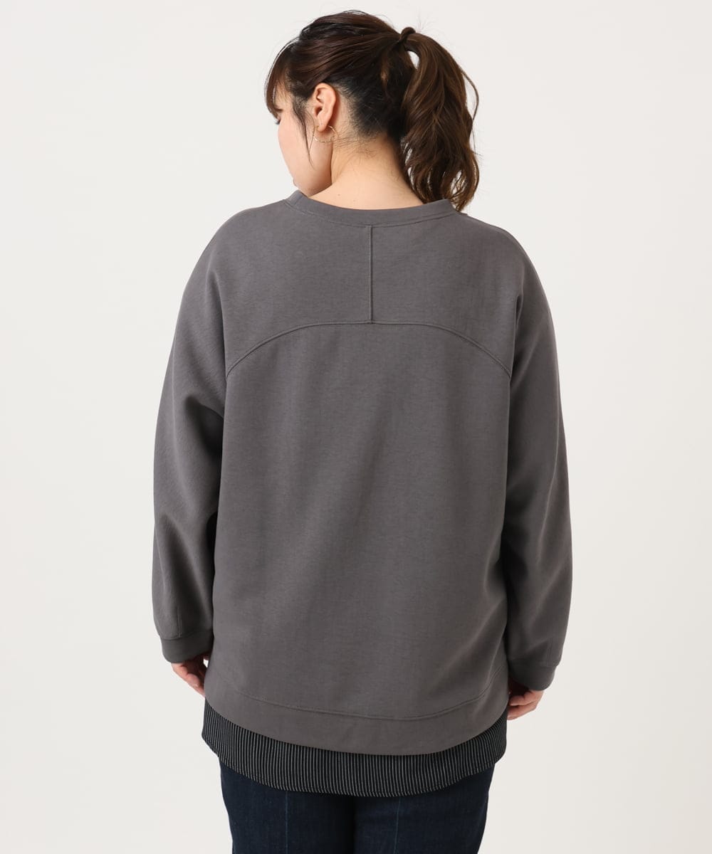 OLKKA01069 eur3(エウルキューブ) 【WEB先行販売】【大きいサイズ】ダンボールスウェットプルオーバー ダークグレー(93)
