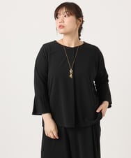 OLKKA02069 eur3(エウルキューブ) 【WEB先行販売】【大きいサイズ】カットジョーゼット袖フレアトップス ブラック(94)
