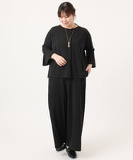 OLKKA02069 eur3(エウルキューブ) 【WEB先行販売】【大きいサイズ】カットジョーゼット袖フレアトップス ブラック(94)