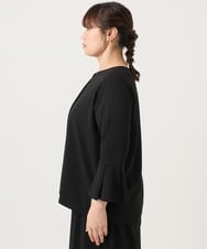 OLKKA02069 eur3(エウルキューブ) 【WEB先行販売】【大きいサイズ】カットジョーゼット袖フレアトップス ブラック(94)