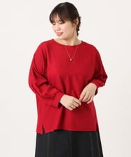 OLKKA08069 eur3(エウルキューブ) 【WEB先行販売】【大きいサイズ】シャーリングジャージープルオーバー レッド(05)