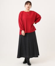 OLKKA08069 eur3(エウルキューブ) 【WEB先行販売】【大きいサイズ】シャーリングジャージープルオーバー レッド(05)