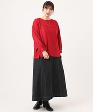 OLKKA08069 eur3(エウルキューブ) 【WEB先行販売】【大きいサイズ】シャーリングジャージープルオーバー レッド(05)