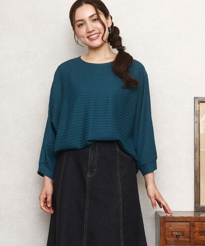 OLKKA08069 eur3 【大きいサイズ】シャーリングジャージープルオーバー