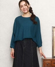 OLKKA08069 eur3(エウルキューブ) 【WEB先行販売】【大きいサイズ】シャーリングジャージープルオーバー グリーン(35)