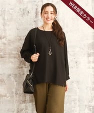OLKKA08069 eur3(エウルキューブ) 【WEB先行販売】【大きいサイズ】シャーリングジャージープルオーバー ブラック(94)（WEB限定カラー）
