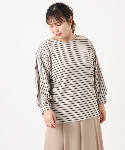 OLKKA11059 eur3 【WEB先行販売】【大きいサイズ】リップルボーダーカットソー