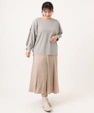 OLKKA11059 eur3(エウルキューブ) 【WEB先行販売】【大きいサイズ】リップルボーダーカットソー アイボリー(80)